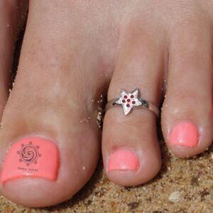 925 Sterling Silver CZ Star Toe Ring Adjustable